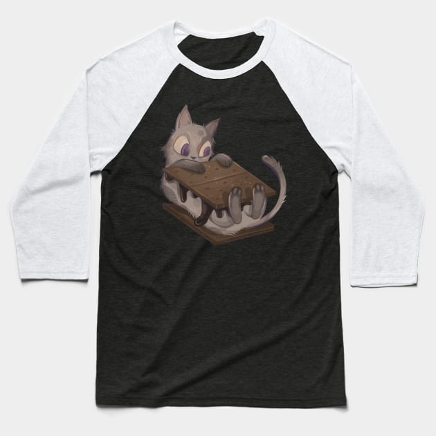 S'mores Cat Baseball T-Shirt by Claire Lin